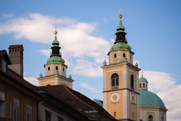 Fototapeta na wymiar Church of Saint Nicholas in Ljubljana, Slovenia