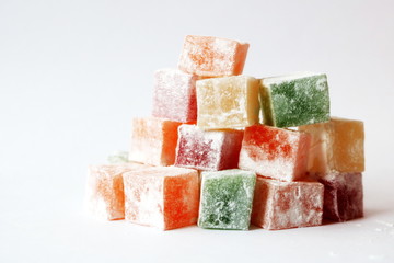 Turkish Delight. Turkish sweets. Eastern sweets. Sweets from starch, sugar, fruit and berries. Dessert. Delicacy.