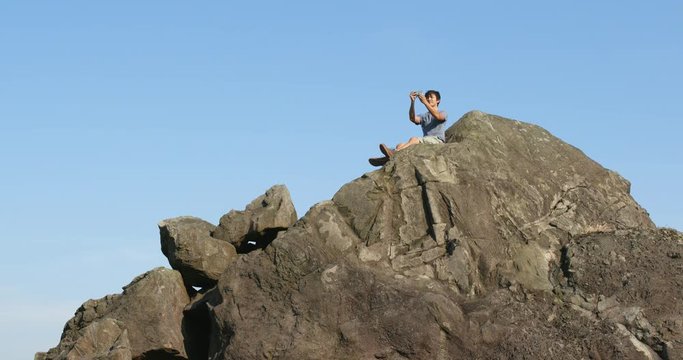 Man take photo on mountain