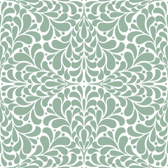 Floral pattern. Wallpaper baroque, damask. Seamless vector background. Green  and white ornament.