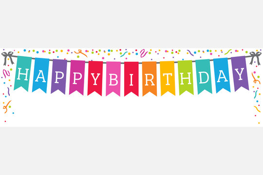 Happy Birthday Colorful Wide Banner Vector Illustration 1