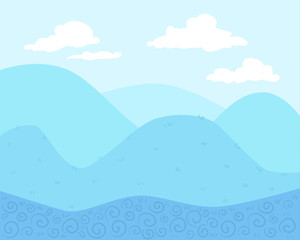 Vector Background  Cantoon  Blue Hills - for animation