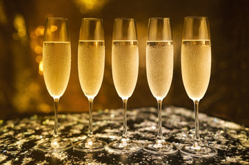 Glasses with champagne,selective focus