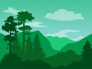 Vector Green background Nature landscape - for card, background, banner, website, animation