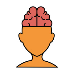 brain storming with human profile vector illustration design
