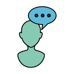 human profile with speech bubble vector illustration design