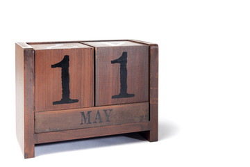 Wooden Perpetual Calendar set to May 11th