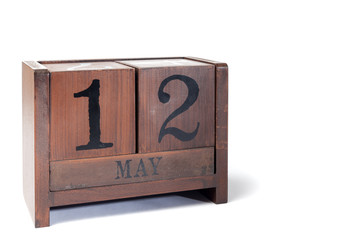 Wooden Perpetual Calendar set to May 12th