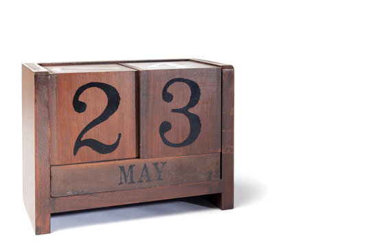 Wooden Perpetual Calendar set to May 23rd