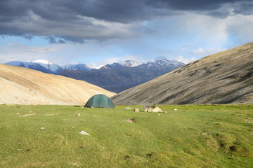 Long distance cycling and camping in the Wakhan valley, Pamir Mountain Range, Tajikistan