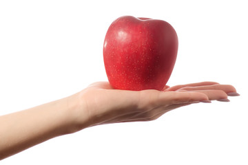 Red apple in hands isolated