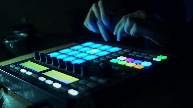 drum machine in the night club playing live set 