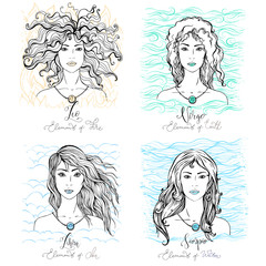 Four Zodiac signs beauty girls