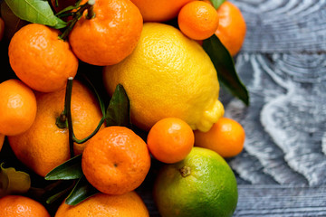Close-up of various citrus fruits