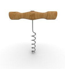 3d illustration of corkscrew. white background isolated. icon for game web.