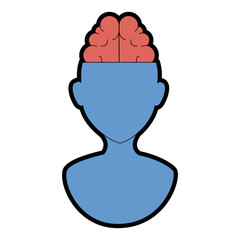 brain storming with human profile vector illustration design