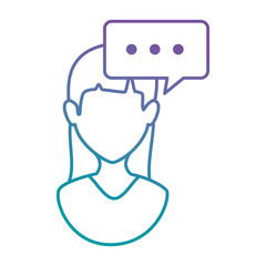 woman profile with speech bubble vector illustration design
