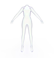 3d illustration of woman mannequin. white background isolated. icon for game web.