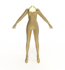 3d illustration of woman mannequin. white background isolated. icon for game web.
