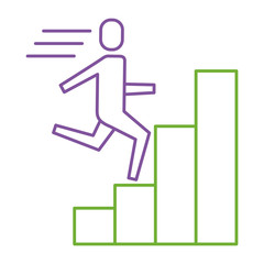 businessman run up ladder diagram bars success vector illustration