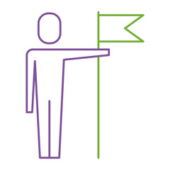 businessman holding flag in pole achievement vector illustration