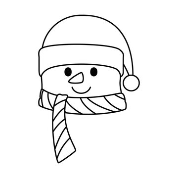 christmas snowman kawaii character vector illustration design
