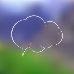 Vector Comic Style Vintage Speech Bubble plus Mesh Blurred Nature Background