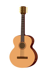 Naklejka premium Classical Guitar. Flat Design Vector Illustration Of Hand Drawn Acoustic Guitar