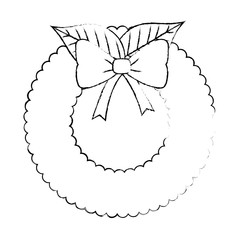 christmas crown with flowers decorative vector illustration design