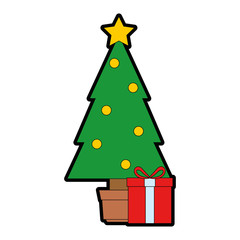 christmas tree with gifts vector illustration design