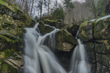 Fototapeta na wymiar Waterfall of Cerny creek in Jizerske mountains
