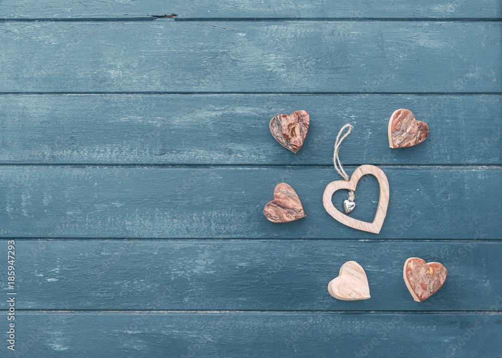 Canvas Prints Hearts over wooden background