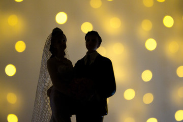 Silhouette of newlyweds