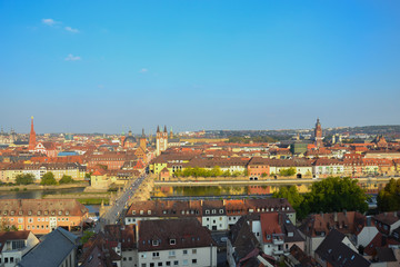 View of the city of Würzburg (Wurzburg) in Germany. City is consider the start point of the Romantic Road (from Wurzburg to Fussen)