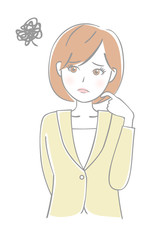 スーツ　女性　悩む