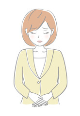 スーツ　女性　謝罪