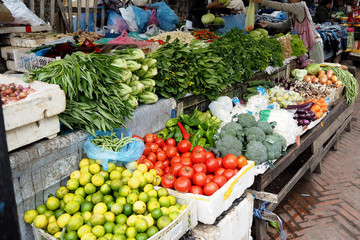 The vegetables in the market look fresh and yummy