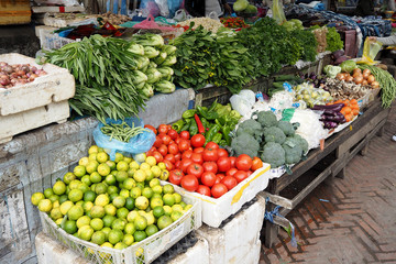 The vegetables in the market look fresh and yummy