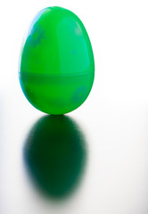 An easter egg is placed on a white background