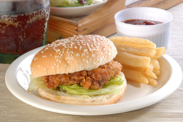 Delicious and juicy chicken burger