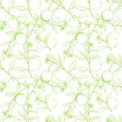 seamless pattern with fruit tree branches