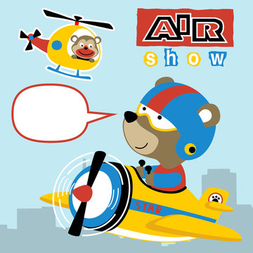 air transport cartoon with cute pilot