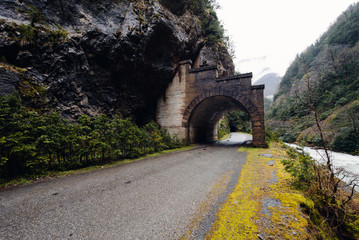 Fototapeta na wymiar Tunnel in mountain in Abkhazia.