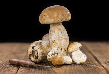 Porcinis on a vintage background (close-up shot)