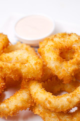 squid rings, fried in batter, macro
