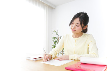Female student studying in cram school