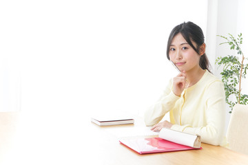 Female student studying in cram school