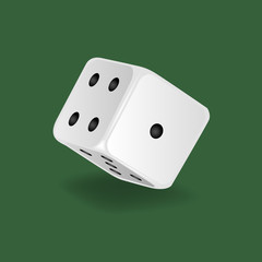 Realistic white dice. Gambling, casino, dice. Numbers: one, four, five.