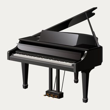 Grand Piano isolated on white background. Vector illustration