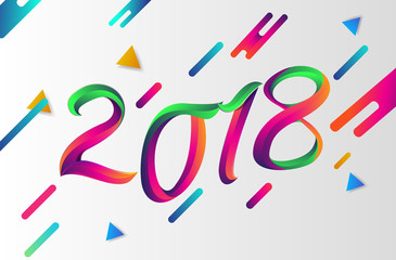 2018 modern and colorful logotype, happy new year 2018 sign with abstract background, vector illustration